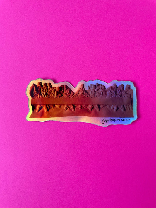 Pink Last Supper Holographic Sticker