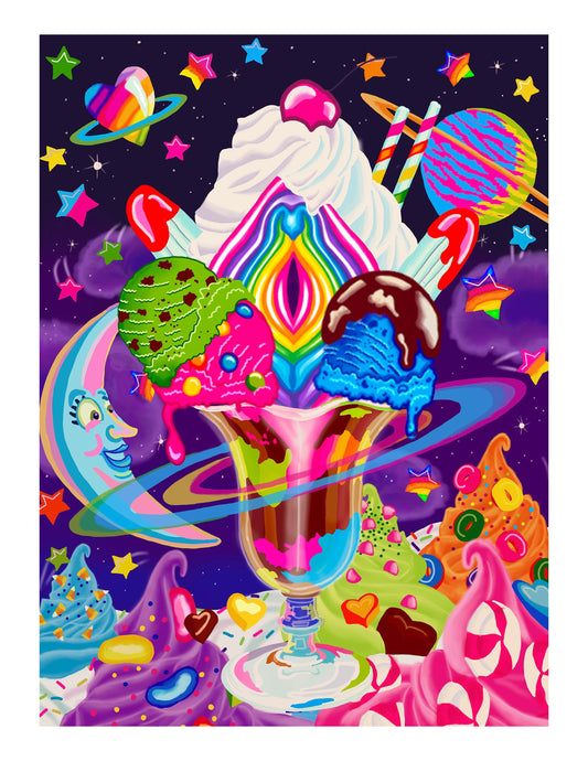 Lisa Frank Fan Art - Rainbow Vulva Ice Cream 8x10” Giclée Print