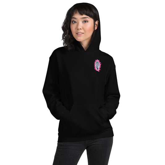 Power To Your Pussy Pullover Hoodie in Black and Pink