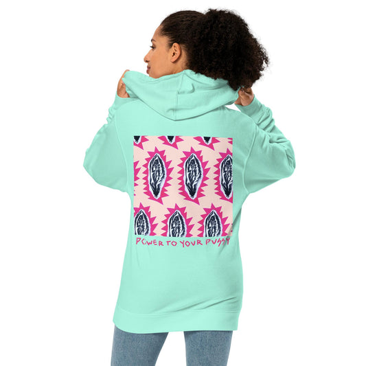 Power To Your Pussy Pullover Hoodie Sea Foam Green